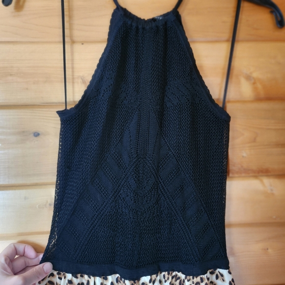 GUESS Dress Size Small Jungle Fever Cheetah Print Crochet Halter Racer T… - Picture 3 of 14